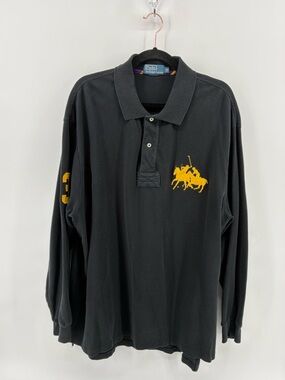 Ralph Lauren Black Long-Sleeve Polo with Yellow Pony Logo